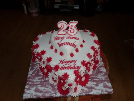 Torta srdce s gerberami
